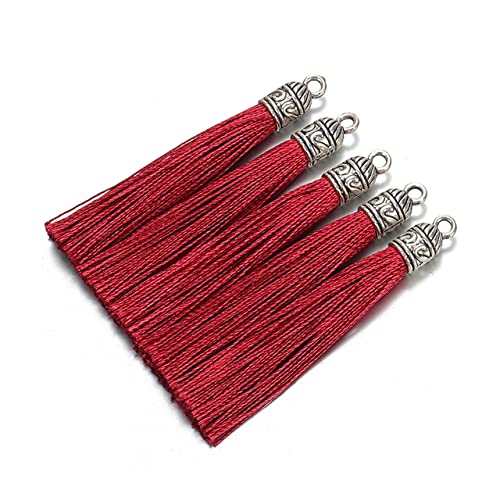 10 Teile/los 5,5 cm Seide Quaste mit Kappen Verschluss Dekorative Quasten Fransen DIY Ohrring Anhänger für Schmuckherstellung Zubehör-Weinrot 10 Teile/los 5,5 cm Seide Quaste mit Kappen Verschluss Dekorative Quasten Fransen DIY Ohrring Anhänger für Schmuckherstellung Zubehör-Weinrot von WEDSA