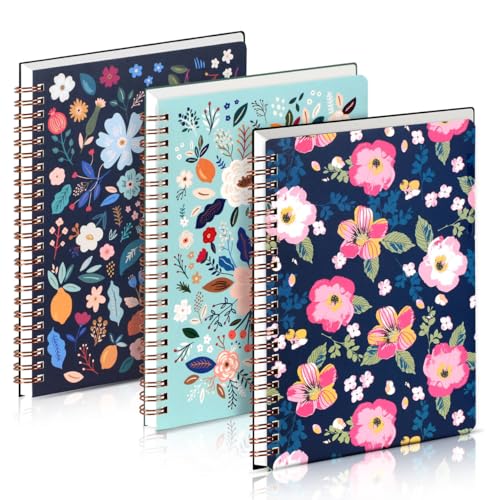 WEEKSUN 3PC Spirale A5 Notizbuch,Hardcover Spiralblock Notizblock mit horizontalen Linien, süßes Tagebuch Notizbücher mit blühenden Blumen und linierten Seiten mit Doppeltasche, für Büro, Schule WEEKSUN 3PC Spirale A5 Notizbuch,Hardcover Spiralblock Notizblock mit horizontalen Linien, süßes Tagebuch Notizbücher mit blühenden Blumen und linierten Seiten mit Doppeltasche, für Büro, Schule von WEEKSUN