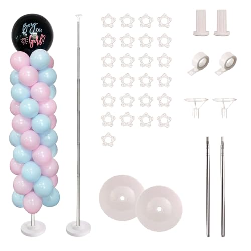 Verstellbarer Ballonständer Set 2 Stück, 2 Meter Teleskop Metallständer, Ballonbogen Ständer Höhenverstellbar für Party Dekoration Hochzeit und Geburtstag von WEELOO