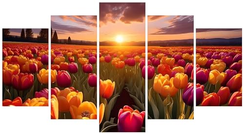 5 Stück Diamant Painting Bilder 100x60cm Groß 5D Sonnenuntergang Tulpe Diamond Painting Set Mosaik Kinder DIY Voll Diamant Crystal Art Malen Nach Zahlen Erwachsene für Room Decor Wohnwand E-6324 5 Stück Diamant Painting Bilder 100x60cm Groß 5D Sonnenuntergang Tulpe Diamond Painting Set Mosaik Kinder DIY Voll Diamant Crystal Art Malen Nach Zahlen Erwachsene für Room Decor Wohnwand E-6324 von WEEPEF