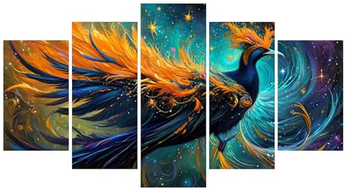 5D Diamond Painting 5 Teilig Groß XXL Phönix Tier Diamant Painting Bilder Erwachsene 200x120cm DIY Voll Eckige Diamond Art Painting Set, Diamant Malerei Stickerei Kreuzstich Home Wand Dekor E-3209 5D Diamond Painting 5 Teilig Groß XXL Phönix Tier Diamant Painting Bilder Erwachsene 200x120cm DIY Voll Eckige Diamond Art Painting Set, Diamant Malerei Stickerei Kreuzstich Home Wand Dekor E-3209 von WEEPEF