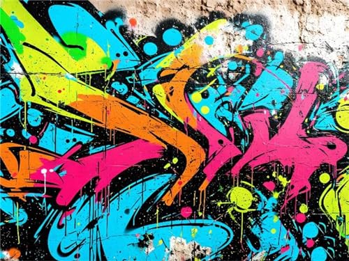5D Diamond Painting Bunte Graffiti-Tafel Diamond Painting Kinder, Diamond Art Painting 30x40cm Voll Set Diamond Painting Zubehor, Basteln Erwachsene Diamant Malerei Stickerei Home Wand Dekor P-66 von WEEPEF