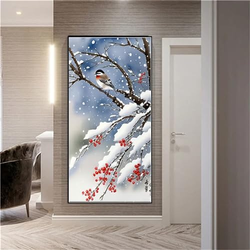 5D Diamond Painting Vogel-Baum Diamond Art Painting, 40x90cm Diamant Painting Bilder Crystal Art Bastelset Erwachsene Leinwand Malen Nach Zahlen Wohnzimmer Deko Schlafzimmer, Kinder Geschenk W-2341 von WEEPEF