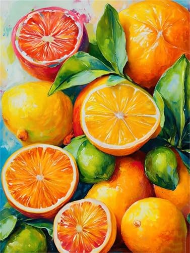 Obst Orangen Diamant Painting Bilder, 5D Diamond Painting Set, DIY Diamond Painting Mosaikherstellung Malen Nach Zahlen Full Drill Malerei für Erwachsene Kinder Room Decor Wohnwand 30x40cm P-791 von WEEPEF