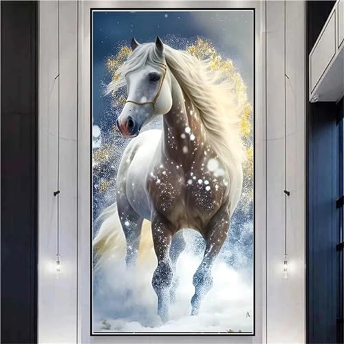 Pferd laufen Diamond Painting, 5D Diamant Painting Bilder Voll Set mit Diamond Painting Zubehor, GroB Diamant Malerei Gem Crystal Art Basteln Deko Erwachsene Mädchen Geschenke 60x30cm W-9792 von WEEPEF