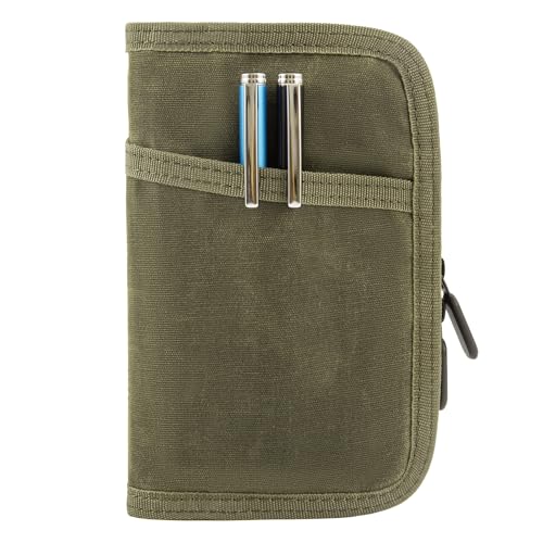 Klassische Gewachste Leinwand Reißverschluss Notizbuch Cover,Tasche für Tagebuch, Tagebuchhülle für Feldnotizen,Wasserfeste Abdeckung für Moleskine Cahier 9x14cm Notizblöcke, Skizzenbuch von WEESTAAMO