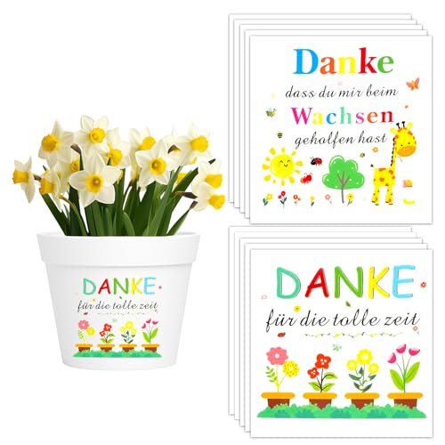 Blumentopf Aufkleber Danke, 10 Stück Aufkleber Danke Dass du Mir Beim Wachsen Geholfen Hast, Aufkleber Für Blumentopf, Thank You Sticker, Erzieherin Geschenk, Wasserfester Aufkleber für Den Blumentopf von WEFINEST