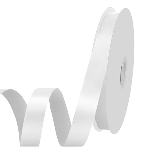 Satinband Weiss 91 Meters, Geschenkband 20mm Bunte Schleifenband Hochzeit, Geschenkband Hochzeit Seidenband für Geschenkverpackung, Kunsthandwerk, Haarschleifen, Blumenstrauß (Weiss) von WEFINEST