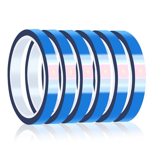 PET Hitzebeständiges Klebeband Sublimation, 10mm/20mm x 33m Klebeband Hitzebeständig, Blaue Wärmebänder Hochtemperatur, Wärmeband für Sublimation zum Löten und Abdecken von Elektronik (6 Rollen 10 mm) von WEFINEST