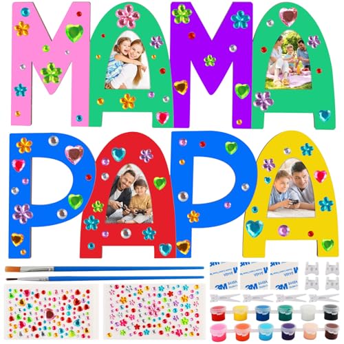 WEFINEST 2 Stück Holzbuchstaben Bastelset, Mama Papa Bilderrahmen Holz mit Standhilfe Holzbuchstaben Geschenk Photo Frame, Geburtstagsgeschenk Für Mama Papa für Muttertag, Vatertag Geschenk WEFINEST 2 Stück Holzbuchstaben Bastelset, Mama Papa Bilderrahmen Holz mit Standhilfe Holzbuchstaben Geschenk Photo Frame, Geburtstagsgeschenk Für Mama Papa für Muttertag, Vatertag Geschenk von WEFINEST
