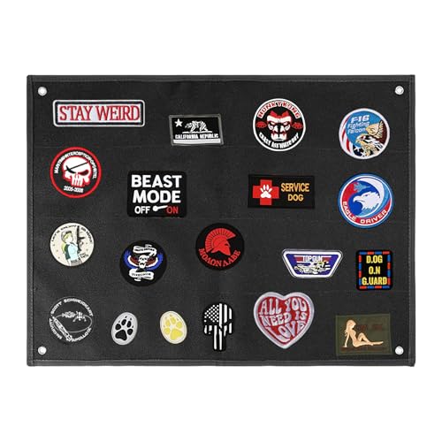 Patch-Display-Platte: WEGREAT 85 x 70 cm Taktische Patch Display Tafel 4-Loch, Hängend Patch-Sammeltafel für Rucksäcke, Militär Patches, Aufkleber, Schlaufe-Embleme Abzeichen Patch von WEGREAT