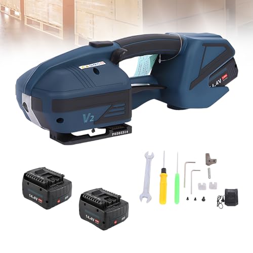 WEICNE Vollautomatische Umreifungsmaschine Für Kunststoff Und Stahl, Verpackungsumreifungsgerät, 4000-Mah-Akku Mit LCD-Display, Für Fabriken Und Lager, 2 Akkus WEICNE Vollautomatische Umreifungsmaschine Für Kunststoff Und Stahl, Verpackungsumreifungsgerät, 4000-Mah-Akku Mit LCD-Display, Für Fabriken Und Lager, 2 Akkus von WEICNE