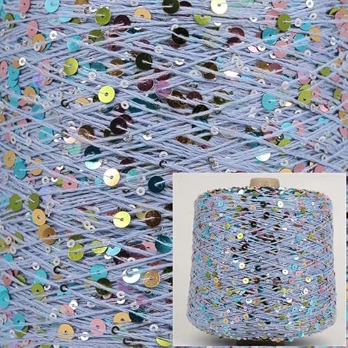 WEIDU 500 g Sommer-Eisseide, merzerisiertes Garn, spezielles Paillettengarn, DIY handgewebte Stoffpuppen-Strickwolldecke aus Baumwolle, Polyesterfaser von WEIDU