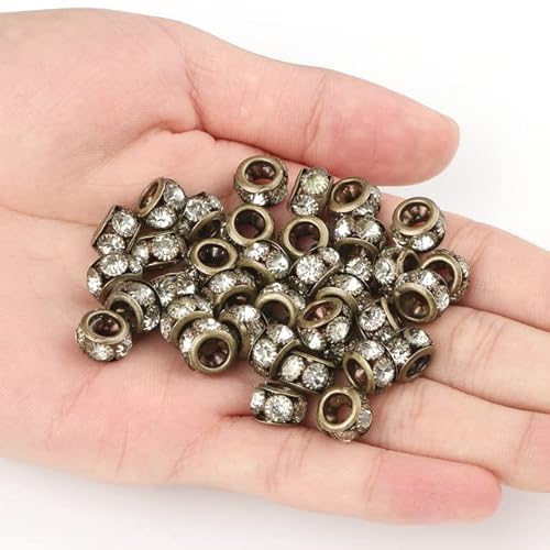 Großes Loch, Strass-Kristallperlen, Kupfer, lose Abstandshalter, runde Rondelle-Perlen für Schmuckherstellung, DIY-Armband-Zubehör, 8–10 mm Großes Loch, Strass-Kristallperlen, Kupfer, lose Abstandshalter, runde Rondelle-Perlen für Schmuckherstellung, DIY-Armband-Zubehör, 8–10 mm von WEIDU