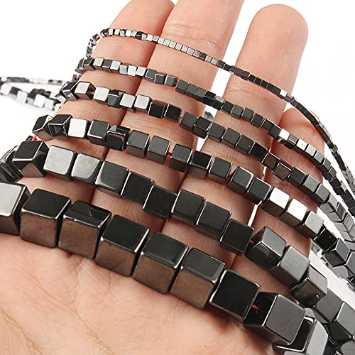 Natürliche Stein Cube Platz schwarz Hämatit 1/2/3/4/6/8MM Spacer Lose perlen Für Schmuck Machen DIY Armband Halskette Zubehör von WEIDU