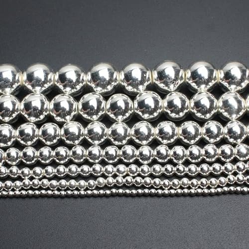 Natursteinperle, goldfarben, silberfarben, Hämatit, rund, facettierte Perlen für die Schmuckherstellung, Armband-Halskette von WEIDU