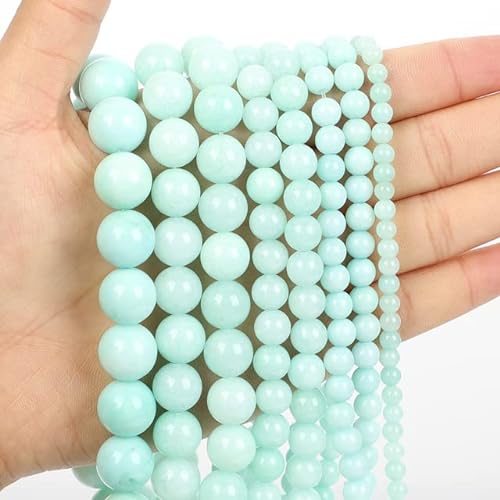 Natursteinperlen Amazonit Chalcedon Runde lose Perlen für Schmuckherstellung Handarbeiten DIY Armbänder Halskette Strang 4-12 MM von WEIDU