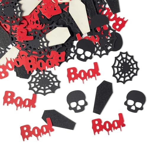 Halloween-Konfetti, gruseliger Totenkopf und Spinnennetz-Design, Friedhofs-Grabstein und blutige "Boo"-Formen, Party-Dekoration für Halloween-Geschenke, gruselige Partyzubehör, Süßes oder Saures, 100 von WEIKA