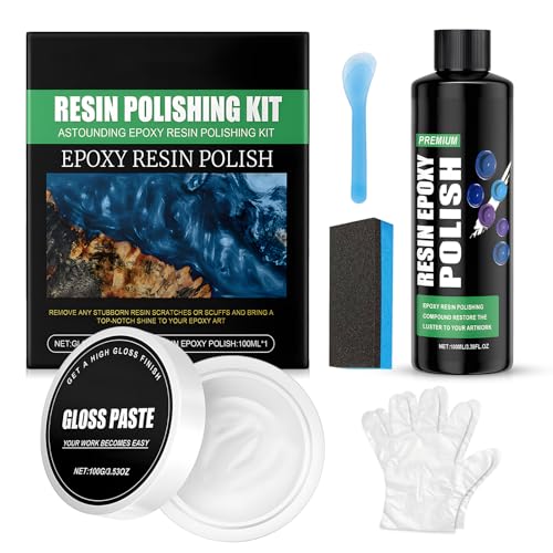 Harz-Polierset, Epoxidharz-Politur, Epoxidharz-Poliermasse, entfernt Kratzer und Schleifspuren, stellt den Glanz von Tischen, Harz und Bastelarbeiten wieder her, 100 g + 100 ml Harz-Polierset, Epoxidharz-Politur, Epoxidharz-Poliermasse, entfernt Kratzer und Schleifspuren, stellt den Glanz von Tischen, Harz und Bastelarbeiten wieder her, 100 g + 100 ml von WEILAOK