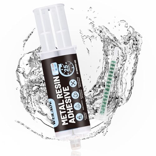 WEILAOK 2 Komponenten Kleber Extra Stark, Kunststoffkleber Extra Stark, Industriekleber, 2 komponenten kleber kunststoff, metallkleber extra stark Auf Metall, Holz und Mehr, Schwarz, 50 ml von WEILAOK