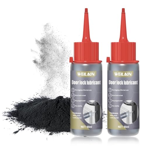 WEILAOK Graphitfett, Graphitspray, Graphitpulver, Graphitpulver für Schlösser, Graphit zum Schmieren von Türschlössern, Fensterscharnieren, Tür und Fensterschienen usw, 60 ML*2 von WEILAOK