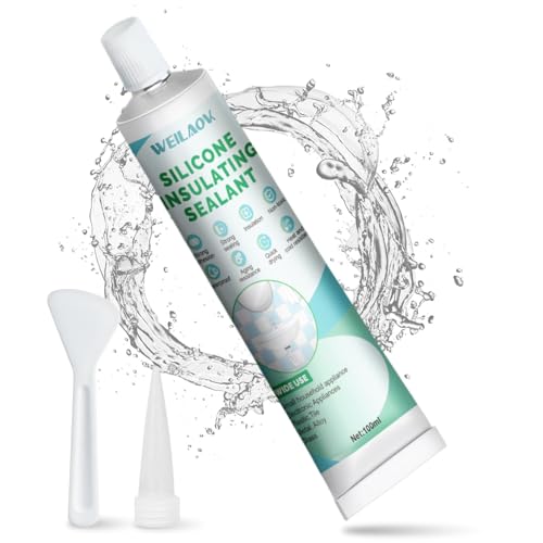 WEILAOK Hochtemperatur Silikon, Silikon zum Abdichten, Silikon Transparent Wasserfest, Dichtmasse, Silikonkleber für Außenbereich, für Metall, Glas, Silikon, Badezimmer, Küchen, 100ml von WEILAOK