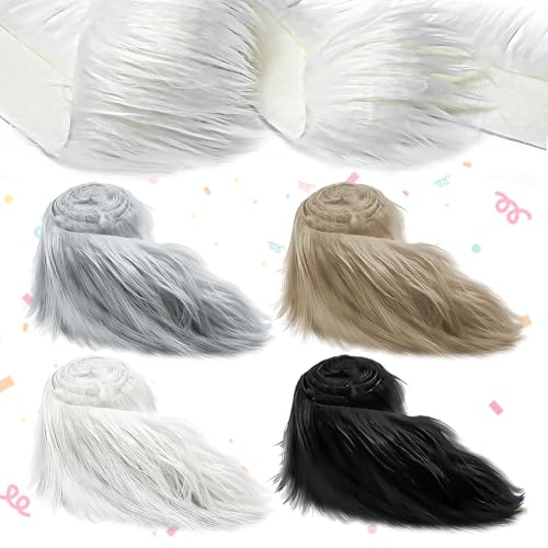 WEILAOK Kunstfell Zum Basteln, 4 Farben plüsch stoff, 5 * 150 cm Fellstoff Weich, Kunstfell Band, Kunstfell Weiss, Wichtelbart Zum Basteln, Weihnachtsmann kostüm, bänder zum basteln WEILAOK Kunstfell Zum Basteln, 4 Farben plüsch stoff, 5 * 150 cm Fellstoff Weich, Kunstfell Band, Kunstfell Weiss, Wichtelbart Zum Basteln, Weihnachtsmann kostüm, bänder zum basteln von WEILAOK