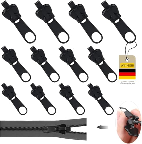 Reisverschluss-reparaturset, WEIMEIH 12 Stück Fix-reißverschluss Zipper, Reisverschluss-zipper Ersatz, Universal Reißverschluss Reparatur Set für Kleidung, Rucksack, Gepäck, Schlafsack von WEIMEIH