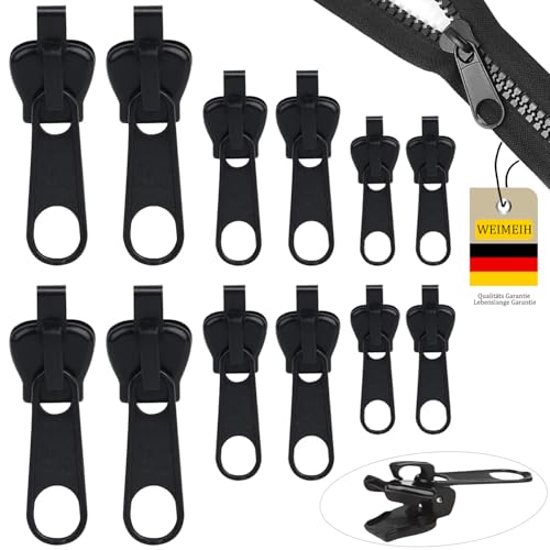 Reisverschluss-reparaturset, WEIMEIH 12 Stück Fix-reißverschluss Zipper, Reisverschluss-zipper Ersatz, Universal Reißverschluss Reparatur Set für Kleidung, Rucksack, Gepäck, Schlafsack von WEIMEIH