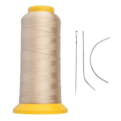 WEIMOB Haarverlängerungen Nähgarn mit Nadeln Professionelle Haarverlängrungswerkzeug Nylon Weaving Nähgarn für Haartresse & DIY Perücken - Farbe: Beige von WEIMOB