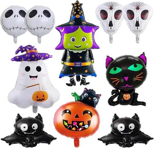 10 Stück Halloween Folienballon, Halloween Deko Luftballons Set mit Fledermaus, Kürbis, Katze, Geist, Vampir, Hexen Ballon, Halloween Helium Ballon Party Luftballons für Halloween Party Dekoration 10 Stück Halloween Folienballon, Halloween Deko Luftballons Set mit Fledermaus, Kürbis, Katze, Geist, Vampir, Hexen Ballon, Halloween Helium Ballon Party Luftballons für Halloween Party Dekoration von WEINIBAO