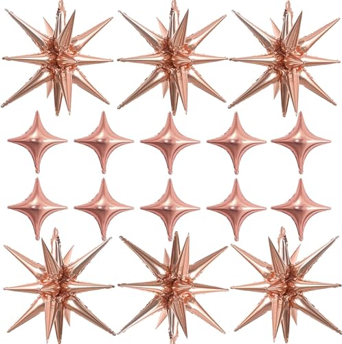 16 Stück Stern Folienballons, Stern Luftballons Rosegold mit 6Pcs Explosion Stern Ballon und 10Pcs Vierwinkel-Sternballon, Helium Ballon Stern für Geburtstag Babyparty Jubiläum Hochzeit Dekoration 16 Stück Stern Folienballons, Stern Luftballons Rosegold mit 6Pcs Explosion Stern Ballon und 10Pcs Vierwinkel-Sternballon, Helium Ballon Stern für Geburtstag Babyparty Jubiläum Hochzeit Dekoration von WEINIBAO