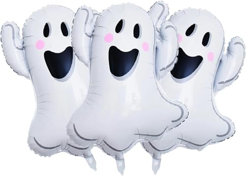 3 Stück Geister Luftballons, Halloween Folienballon Gespenst, Halloween Deko Luftballons Helium Ballon Geist Party Luftballons, Weiß Geister Ballon für Halloween Geisterparty Maskeraden Dekoration 3 Stück Geister Luftballons, Halloween Folienballon Gespenst, Halloween Deko Luftballons Helium Ballon Geist Party Luftballons, Weiß Geister Ballon für Halloween Geisterparty Maskeraden Dekoration von WEINIBAO