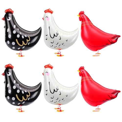 6 Stück Folienballon Tiere Walking, Luftballons Geburtstag Tiere Luftballon Helium Huhn Folienballon Airwalker Huhn luftballons, Weiß Schwarz Rot Henne Luftballon für Kinder Geburtstag Party Deko 6 Stück Folienballon Tiere Walking, Luftballons Geburtstag Tiere Luftballon Helium Huhn Folienballon Airwalker Huhn luftballons, Weiß Schwarz Rot Henne Luftballon für Kinder Geburtstag Party Deko von WEINIBAO