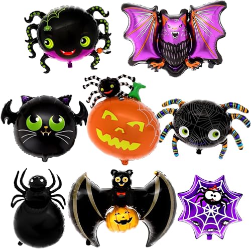 8 Stück Halloween Folienballon, Halloween Deko Luftballon mit Kürbis Ballon Spinne Ballon Fledermaus Ballon, Halloween Luftballons für Halloween Party Restaurant Club Bar Maskeraden Dekoration 8 Stück Halloween Folienballon, Halloween Deko Luftballon mit Kürbis Ballon Spinne Ballon Fledermaus Ballon, Halloween Luftballons für Halloween Party Restaurant Club Bar Maskeraden Dekoration von WEINIBAO