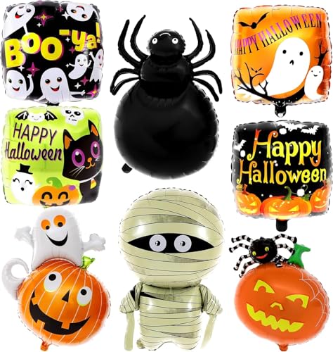 8 Stück Halloween Folienballon, Halloween Deko Luftballon mit Kürbis Ballon Spinne Ballon Mumie Ballon, Halloween Helium Ballon für Halloween Party Restaurant Club Bar Maskeraden Dekoration 8 Stück Halloween Folienballon, Halloween Deko Luftballon mit Kürbis Ballon Spinne Ballon Mumie Ballon, Halloween Helium Ballon für Halloween Party Restaurant Club Bar Maskeraden Dekoration von WEINIBAO