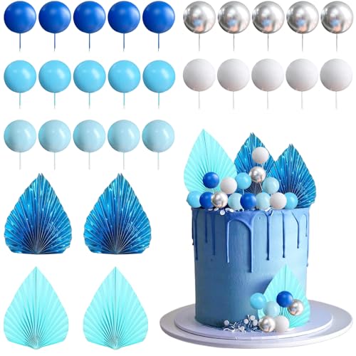 Blau Tortendeko Kugeln, Kuchenaufsatz Geburtstag, Cake Topper Kugeln Blau Kuchendekoration Kugel Palmblätter Kuchen Topper Geburtstag, Kuchen Deko für Babyparty Hochzeit Valentinstag Geburtstag Blau Tortendeko Kugeln, Kuchenaufsatz Geburtstag, Cake Topper Kugeln Blau Kuchendekoration Kugel Palmblätter Kuchen Topper Geburtstag, Kuchen Deko für Babyparty Hochzeit Valentinstag Geburtstag von WEINIBAO