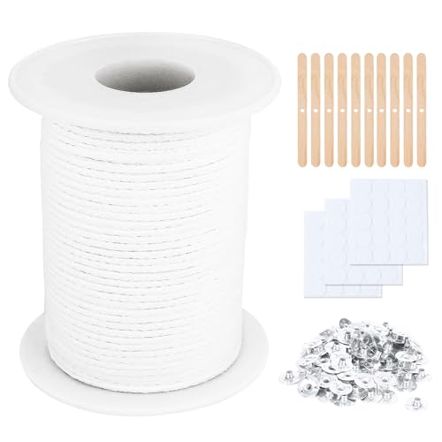 Kerzendocht Kerzendochte für Kerzen, 61m Dochte für Kerzen 60 Stück Docht Aufkleber 10 Stück Dochthalter und 100Pcs Dochtfüße, Kerzenherstellung Zubehör, für DIY Kerzenherstellung Kerzendocht Kerzendochte für Kerzen, 61m Dochte für Kerzen 60 Stück Docht Aufkleber 10 Stück Dochthalter und 100Pcs Dochtfüße, Kerzenherstellung Zubehör, für DIY Kerzenherstellung von WEINIBAO