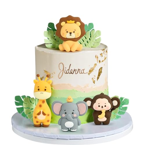 WEINIBAO Kuchendeko Tiere Cake Topper, Zoo Tortendeko Waldtiere Kuchendeko, Kuchen Deko Dschungel, Safari Tortendeko, Kuchendekoration, Waldtiere Kuchen Deko, Kuchen Topper für Geburtstag Baby Shower von WEINIBAO