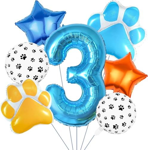 Luftballons Geburtstag 3 Jahre, 7 Pcs Geburtstag Ballons mit Ballons Nummer 3 Hundepfote Ballon Stern, Geburtstagsdeko Luftballons 3 Jahre, Folienballons für Mädchen Jungen Geburtstag Party Dekoration Luftballons Geburtstag 3 Jahre, 7 Pcs Geburtstag Ballons mit Ballons Nummer 3 Hundepfote Ballon Stern, Geburtstagsdeko Luftballons 3 Jahre, Folienballons für Mädchen Jungen Geburtstag Party Dekoration von WEINIBAO