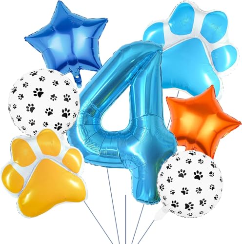 Luftballons Geburtstag 4 Jahre, 7 Pcs Geburtstag Ballons mit Ballons Nummer 4 Hundepfote Ballon Stern, Geburtstagsdeko Luftballons 4 Jahre, Folienballons für Mädchen Jungen Geburtstag Party Dekoration Luftballons Geburtstag 4 Jahre, 7 Pcs Geburtstag Ballons mit Ballons Nummer 4 Hundepfote Ballon Stern, Geburtstagsdeko Luftballons 4 Jahre, Folienballons für Mädchen Jungen Geburtstag Party Dekoration von WEINIBAO