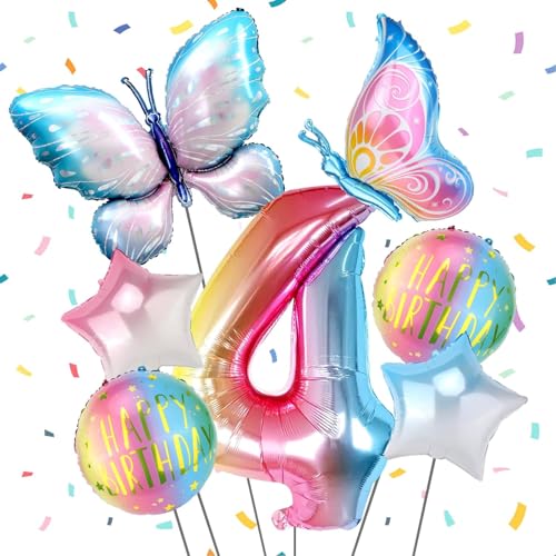 Schmetterling Folienballon 4 Jahre, Schmetterling Luftballons Geburtstag 2 Jahre, Luftballon 2 Geburtstag Mädchen, Helium Ballons Geburtstag, Happy Birthday Ballon für Mädchen Geburtstag Deko Schmetterling Folienballon 4 Jahre, Schmetterling Luftballons Geburtstag 2 Jahre, Luftballon 2 Geburtstag Mädchen, Helium Ballons Geburtstag, Happy Birthday Ballon für Mädchen Geburtstag Deko von WEINIBAO