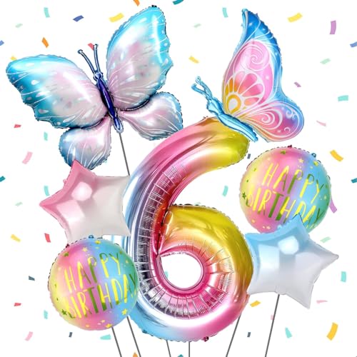 Schmetterling Folienballon 6 Jahre, Schmetterling Luftballons Geburtstag 2 Jahre, Luftballon 2 Geburtstag Mädchen, Helium Ballons Geburtstag, Happy Birthday Ballon für Mädchen Geburtstag Deko Schmetterling Folienballon 6 Jahre, Schmetterling Luftballons Geburtstag 2 Jahre, Luftballon 2 Geburtstag Mädchen, Helium Ballons Geburtstag, Happy Birthday Ballon für Mädchen Geburtstag Deko von WEINIBAO
