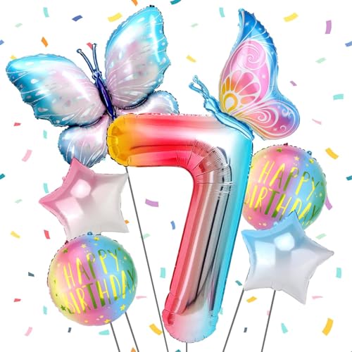 Schmetterling Folienballon 7 Jahre, Schmetterling Luftballons Geburtstag 2 Jahre, Luftballon 2 Geburtstag Mädchen, Helium Ballons Geburtstag, Happy Birthday Ballon für Mädchen Geburtstag Deko Schmetterling Folienballon 7 Jahre, Schmetterling Luftballons Geburtstag 2 Jahre, Luftballon 2 Geburtstag Mädchen, Helium Ballons Geburtstag, Happy Birthday Ballon für Mädchen Geburtstag Deko von WEINIBAO