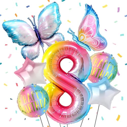 Schmetterling Folienballon 8 Jahre, Schmetterling Luftballons Geburtstag 2 Jahre, Luftballon 2 Geburtstag Mädchen, Helium Ballons Geburtstag, Happy Birthday Ballon für Mädchen Geburtstag Deko Schmetterling Folienballon 8 Jahre, Schmetterling Luftballons Geburtstag 2 Jahre, Luftballon 2 Geburtstag Mädchen, Helium Ballons Geburtstag, Happy Birthday Ballon für Mädchen Geburtstag Deko von WEINIBAO