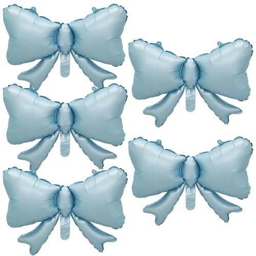 5 Stück Bogenballon Matt Schleife Folienballon Thema Babyparty Bogen Folienballon Hochzeitsfeier Dekoration (Blau) von WEIPUER
