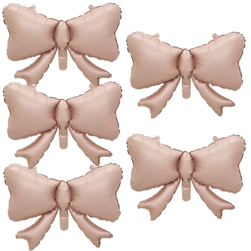 5 Stück Bogenballon Matt Schleife Folienballon Thema Babyparty Bogen Folienballon Hochzeitsfeier Dekoration (Rosa) von WEIPUER