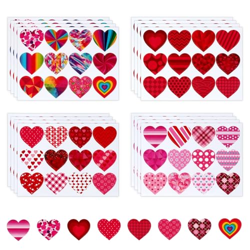 Herz Aufkleber, 192 Blatt Herz Sticker Aufkleber Deko Sticker Herzaufkleber mit Glitzer Effekt für Scrapbooking, Valentinstag, Hochzeit Scrapbooking DIY-Basteln (Bunt) von WEIPUER