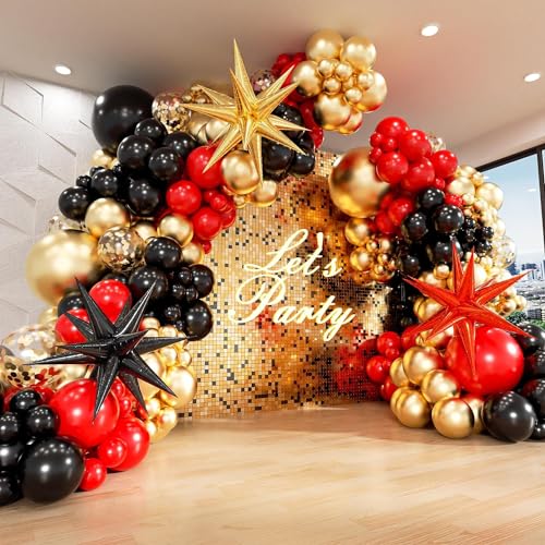 Rot Gold Schwarz Luftballons Girlande Kit mit 3 Stück Luftballons, Black Gold Balloons Arch Kit für Jubiläums, Neujahrs und Geburtstagsparty Casino Dekorationen Rot Gold Schwarz Luftballons Girlande Kit mit 3 Stück Luftballons, Black Gold Balloons Arch Kit für Jubiläums, Neujahrs und Geburtstagsparty Casino Dekorationen von WEIPUER
