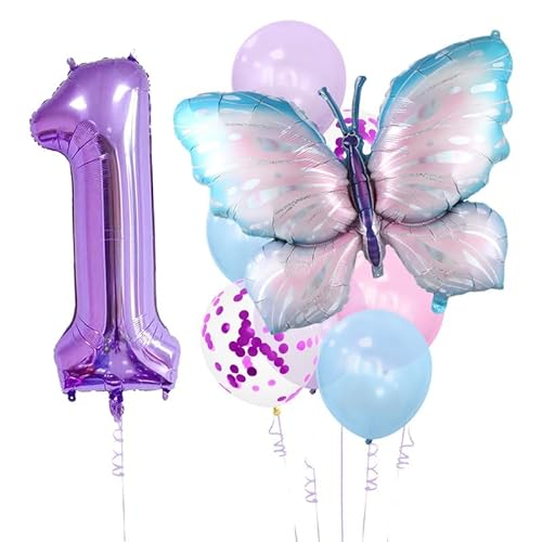 Schmetterling Geburtstag Dekorationen, 9 Stück riesige bunte Schmetterling Luftballons, Schmetterling Party Dekorationen Zubehör für Mädchen (Schmetterling 1) von WEIPUER